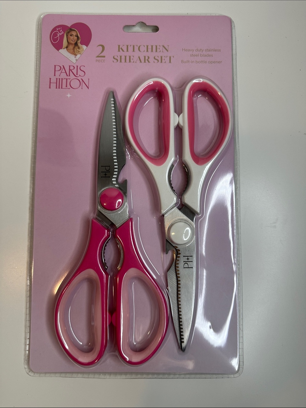 Paris Hilton Pink & White 2-Piece Kitchen Shear Set